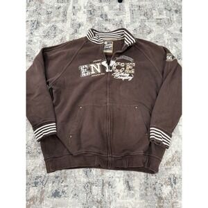 Enyce Track Jacket Mens XL Brown Embroidered VINTAGE Y2K Heavyweight